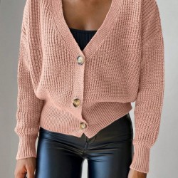 Kadın Uzun Kollu Düğme Detay Triko Bluz, 30898