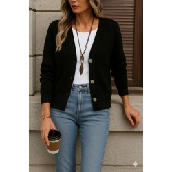 Kadın Uzun Kollu Düğme Detay Triko Hırka, 30897