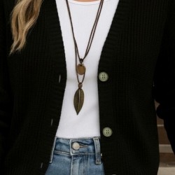 Kadın Uzun Kollu Düğme Detay Triko Hırka, 30897