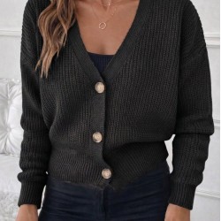 Kadın Uzun Kollu Düğme Detay Triko Hırka, 30897