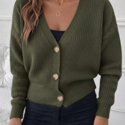 Kadın Uzun Kollu Düğme Detay Triko Hırka, 30897