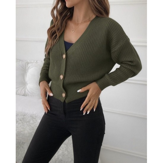 Kadın Uzun Kollu Düğme Detay Triko Hırka, 30897 Kadın Uzun Kollu Düğme Detay Triko Hırka, 30897