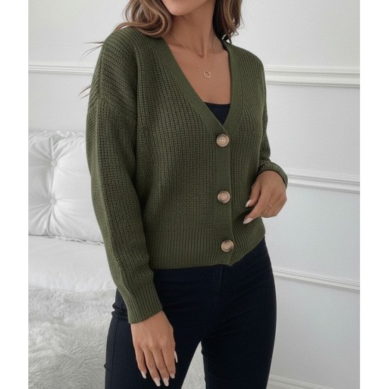 Kadın Uzun Kollu Düğme Detay Triko Hırka, 30897 Kadın Uzun Kollu Düğme Detay Triko Hırka, 30897