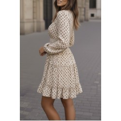 Kadın Uzun Kollu Kruvaze Yaka Desenli Mini Modal Elbise , 30950 Kadın Uzun Kollu Kruvaze Yaka Desenli Mini Modal Elbise , 30950