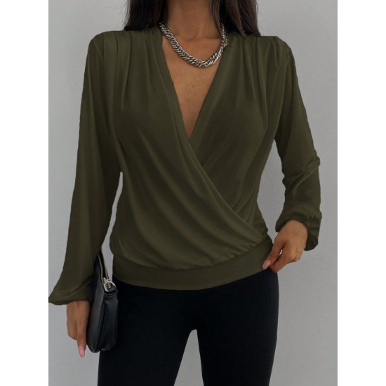 Kadın Uzun Kollu Kruvaze Yaka Sandy Bluz, 30949 Kadın Uzun Kollu Kruvaze Yaka Sandy Bluz, 30949