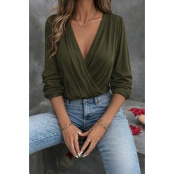 Kadın Uzun Kollu Kruvaze Yaka Sandy Bluz, 30949