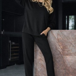 Kadın Uzun Kollu Bisiklet Yaka Viskon Iki Iplik Bluz Ve Pantolon Ikili Takım , 30941