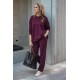 Kadın Uzun Kollu Bisiklet Yaka Viskon Iki Iplik Mor Bluz Ve Pantolon Ikili Takım , 30940