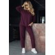 Kadın Uzun Kollu Bisiklet Yaka Viskon Iki Iplik Mor Bluz Ve Pantolon Ikili Takım , 30940