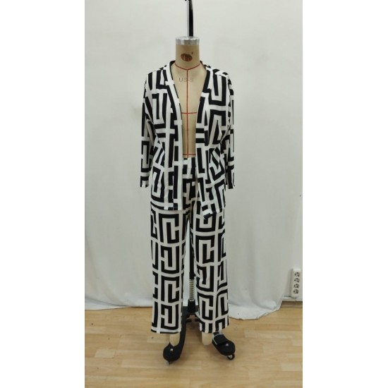 Kadın Uzun Kollu önü Açık Desenli Iki Iplik Ceket Ve Pantolon Ikili Takım , 30939