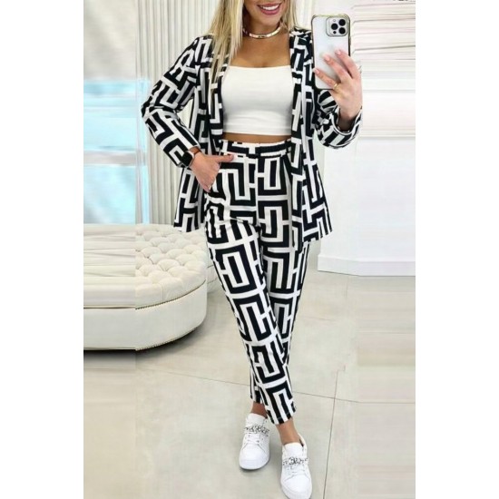 Kadın Uzun Kollu önü Açık Desenli Iki Iplik Ceket Ve Pantolon Ikili Takım , 30939