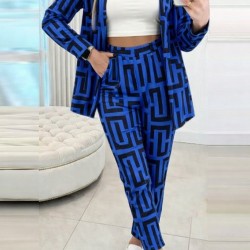 Kadın Uzun Kollu önü Açık Desenli Iki Iplik Ceket Ve Pantolon Ikili Takım , 30937