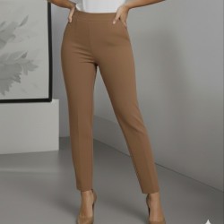 Kadın Yüksek Bel Ithal Krep Pantolon , 30936