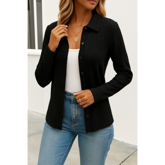 Kadın Uzun Kollu Yakalı önden Düğmeli Triko Ceket, 30935 Kadın Uzun Kollu Yakalı önden Düğmeli Triko Ceket, 30935