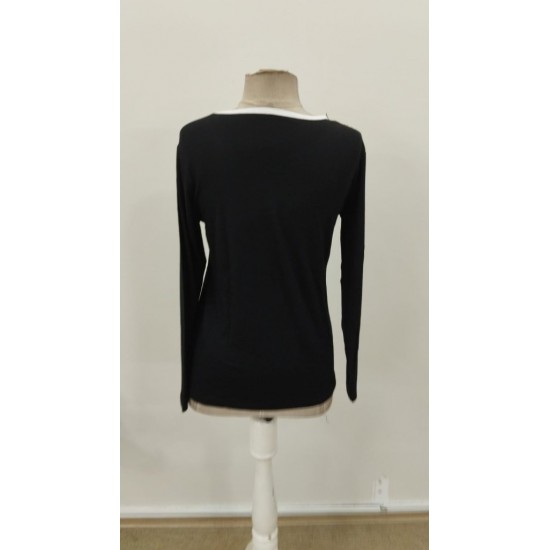 Kadın Uzun Kollu Yuvarlak Yakalı çift Renkli Dantel Detaylı Viskon Bluz , 30955