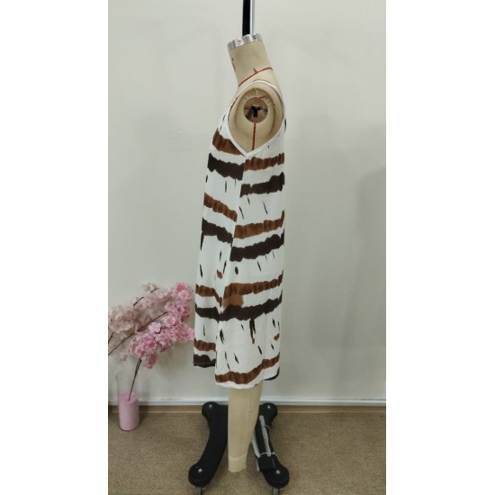 Kadın Ip Askılı V Yakalı Desenli Süprem Elbise , 30953