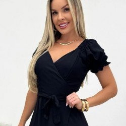 Kadın Kısa Kollu önden Kruvaze Detaylı Uzun Trikoton Elbise , 30952