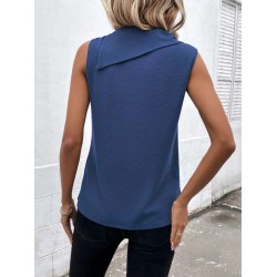 Women' S Sleeveless Asymmetrical Button-down Collar Waffle Blouse , 30965 Women' S Sleeveless Asymmetrical Button-down Collar Waffle Blouse , 30965