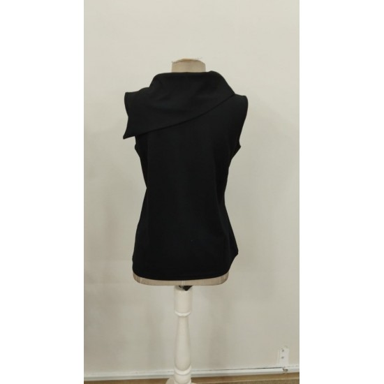 Kadın Kolsuz Asimetrik Düğmeli Yaka Waffle Bluz , 30963