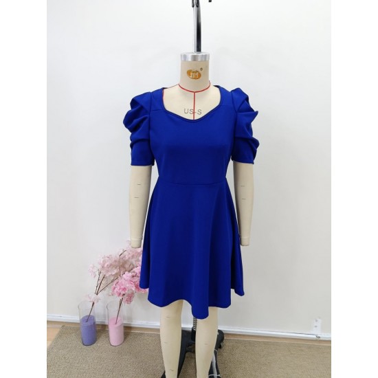 Kadın Kısa Kollu V Yakalı Kiloş Mini Ithal Krep Elbise , 30977