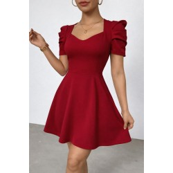 Kadın Kısa Kollu V Yakalı Kiloş Mini Ithal Krep Elbise , 30976