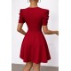 Kadın Kısa Kollu V Yakalı Kiloş Mini Ithal Krep Elbise , 30976