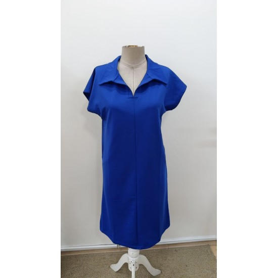 Kadın Kısa Kollu Yakalı Viskon Iki Iplik Elbise , 30986