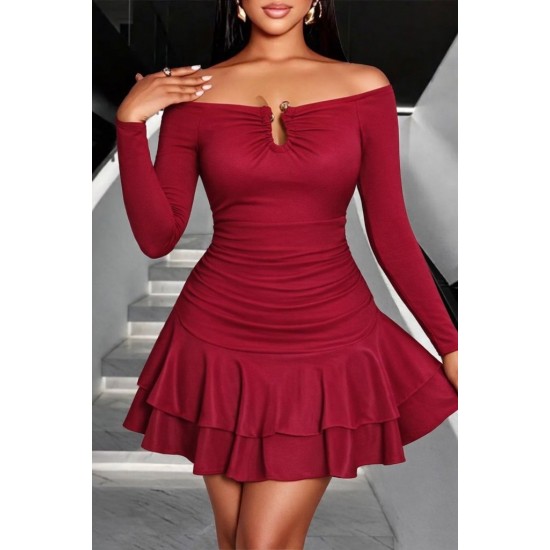 Kadın Omuzlardan Açık Belden Saran Büzgülü Etek Ucu Volanlı Dalgıç Mini Elbise , 30991 Kadın Omuzlardan Açık Belden Saran Büzgülü Etek Ucu Volanlı Dalgıç Mini Elbise , 30991