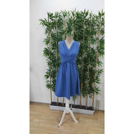 Kadın Askılı V Yakalı önde çapraz Detaylı Janjan Krep Elbise , 30994