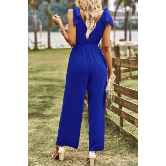 Kadın Omuzlardan Bağlamalı V Yakalı Beli Kuşaklı Aerobin Tulum, 30999