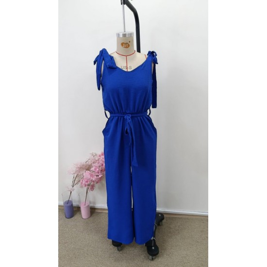 Kadın Omuzlardan Bağlamalı V Yakalı Beli Kuşaklı Aerobin Tulum, 30999