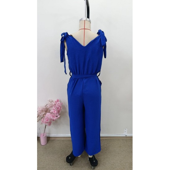 Kadın Omuzlardan Bağlamalı V Yakalı Beli Kuşaklı Aerobin Tulum, 30999