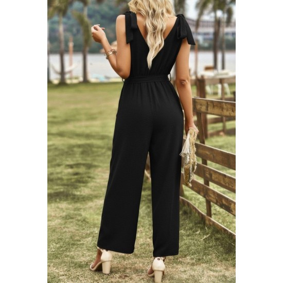 Kadın Omuzlardan Bağlamalı V Yakalı Beli Kuşaklı Aerobin Tulum, 30997