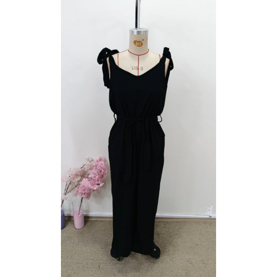 Kadın Omuzlardan Bağlamalı V Yakalı Beli Kuşaklı Aerobin Tulum, 30997