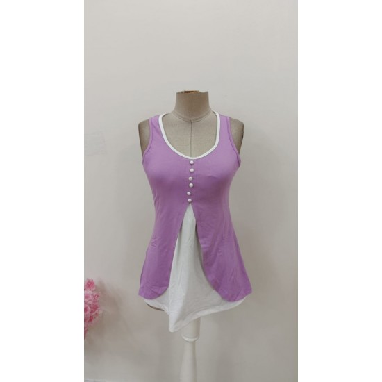 Kadın Askılı önden Düğmeli Asimetrik Detaylı çift Renkli Viskon Bluz , 31007