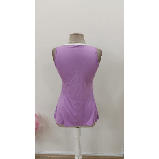 Kadın Askılı önden Düğmeli Asimetrik Detaylı çift Renkli Viskon Bluz , 31007