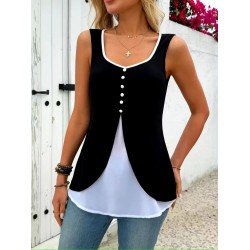 Kadın Askılı önden Düğmeli Asimetrik Detaylı çift Renkli Viskon Bluz , 31006 Kadın Askılı önden Düğmeli Asimetrik Detaylı çift Renkli Viskon Bluz , 31006