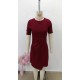 Kadın Kısa Kollu Bisiklet Yaka önden Büzgülü Mini Ithal Krep Elbise, 31005