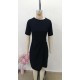 Kadın Kısa Kollu Bisiklet Yaka önden Büzgülü Mini Ithal Krep Elbise , 31003
