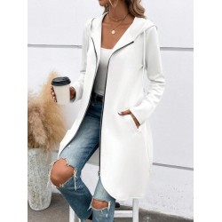 Kadın Uzun Kollu Kapşonlu önden Fermuarlı Midi Dalgıç Ceket, 31002