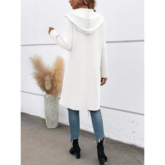 Kadın Uzun Kollu Kapşonlu önden Fermuarlı Midi Dalgıç Ceket, 31002