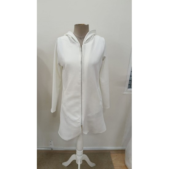 Kadın Uzun Kollu Kapşonlu önden Fermuarlı Midi Dalgıç Ceket, 31002