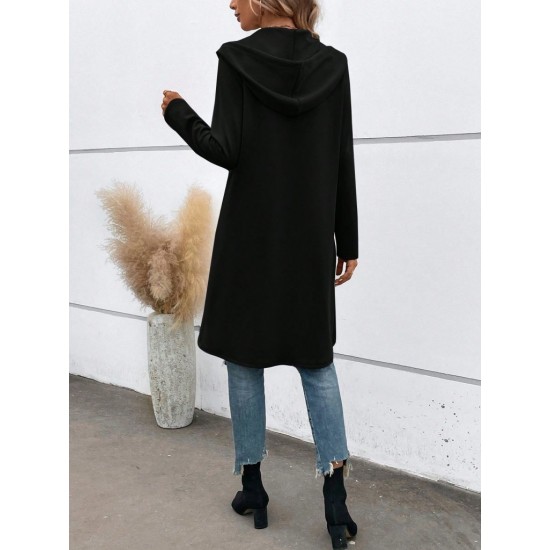 Kadın Uzun Kollu Kapşonlu önden Fermuarlı Midi Dalgıç Ceket, 31001