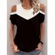 Kadın Kısa Kollu Yuvarlak Yaka çift Renkli Viskon Bluz, 31030