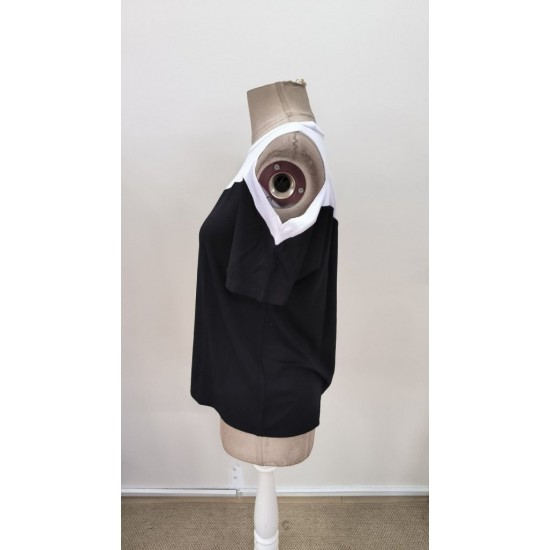 Kadın Kısa Kollu Yuvarlak Yaka çift Renkli Viskon Bluz, 31030