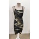Kadın Omuzlardan Açık Askılı Kamuflaj Desenli Kısa Süprem Elbise , 31028