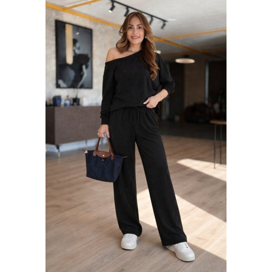 Kadın Uzun Kollu Tek Omuzdan Açık Viskon Iki Iplik Bluz Ve Pantolon Ikili Takım, 31038