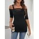 Kadın Omuzlardan Açık Askılı Lazer Kesim Detaylı Viskon Bluz, 31037