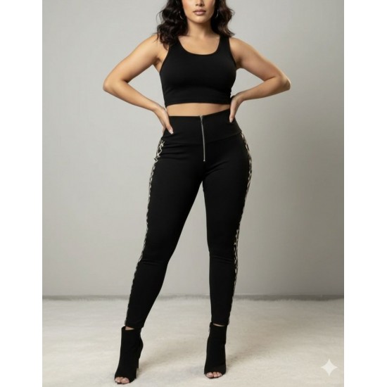 Kadın Yüksek Bel Yan şerit Detaylı Dalgıç Tayt, 31040