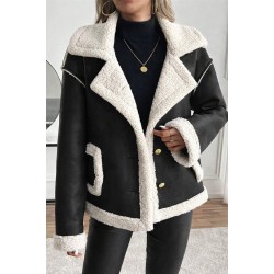 Kadın Uzun Kollu Yakalı önden Düğmeli Cep Detaylı Süet Ceket, 31043